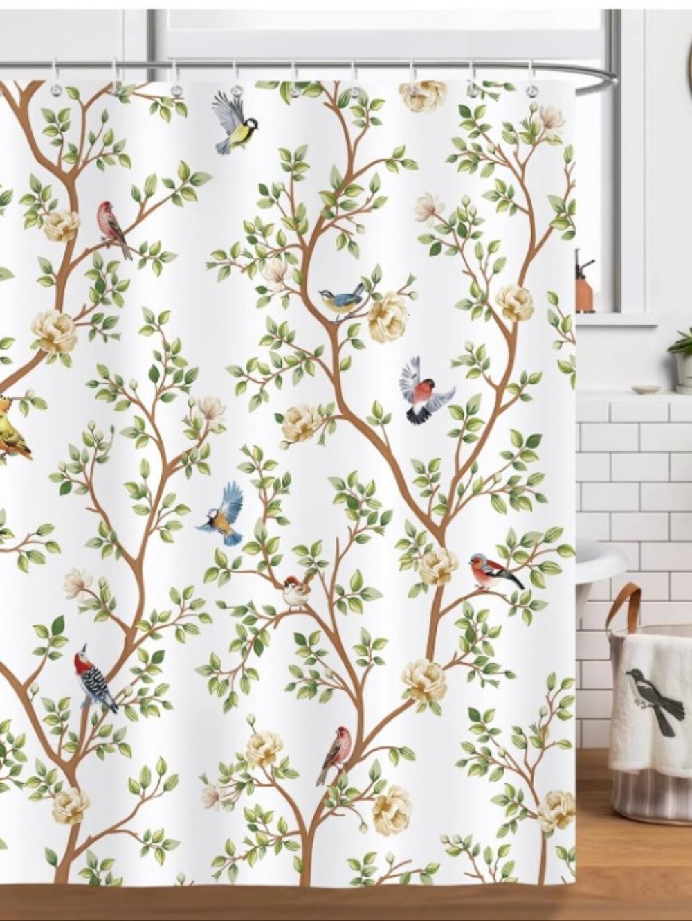 NEW! Birds Chinoiserie Shower Curtain